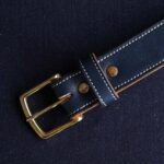 Dubbelt Denimblått Läderbälte