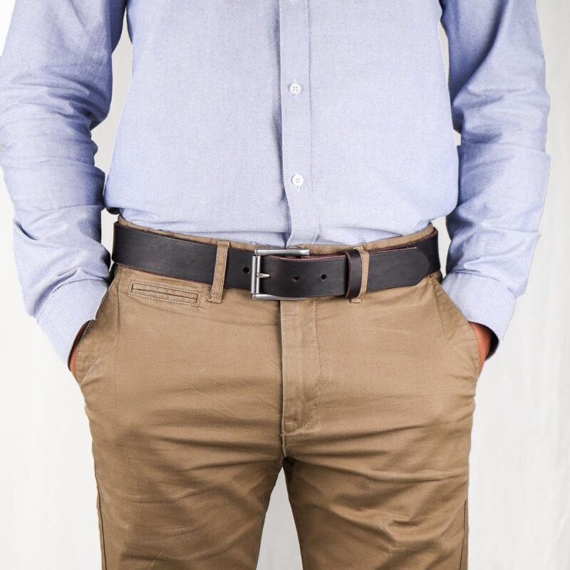 Axel läderbälte mörkbrun fram