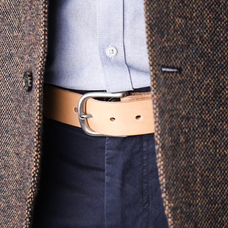 Axel läderbalte natur jacka narbild fram