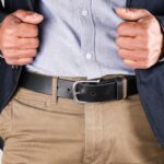 Axel läderbälte svart jacka närbild fram