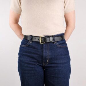 Clara Brett Läderbälte Svart front