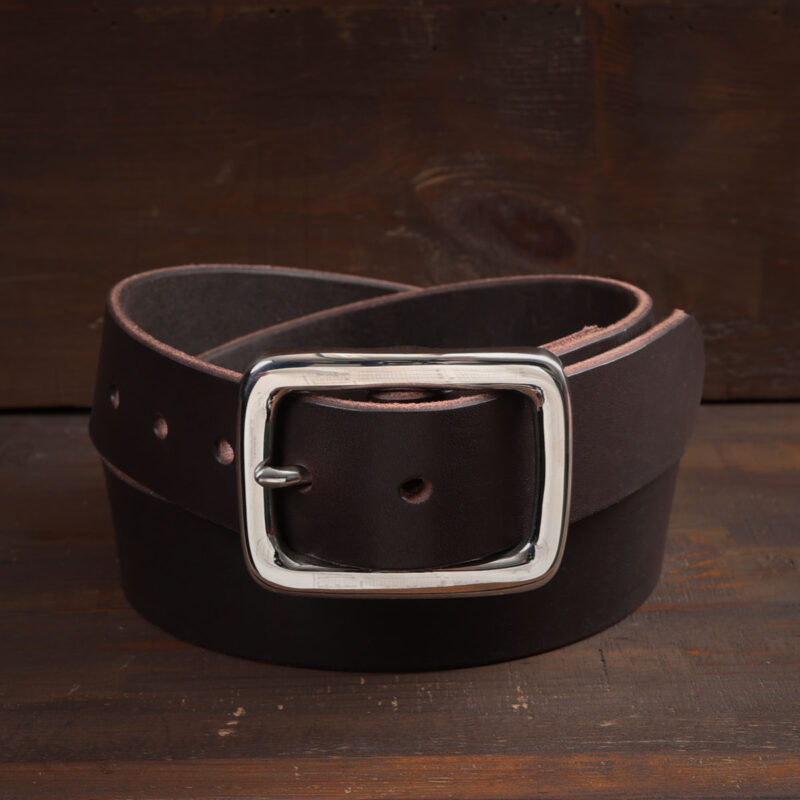 Ebbe mörkbrunt läderbälte med rostfritt stålspänne