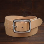 Ebbe natur läderbälte med rostfritt stålspänne