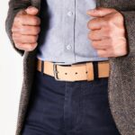 Erik läderbälte natur jacka närbild vänster