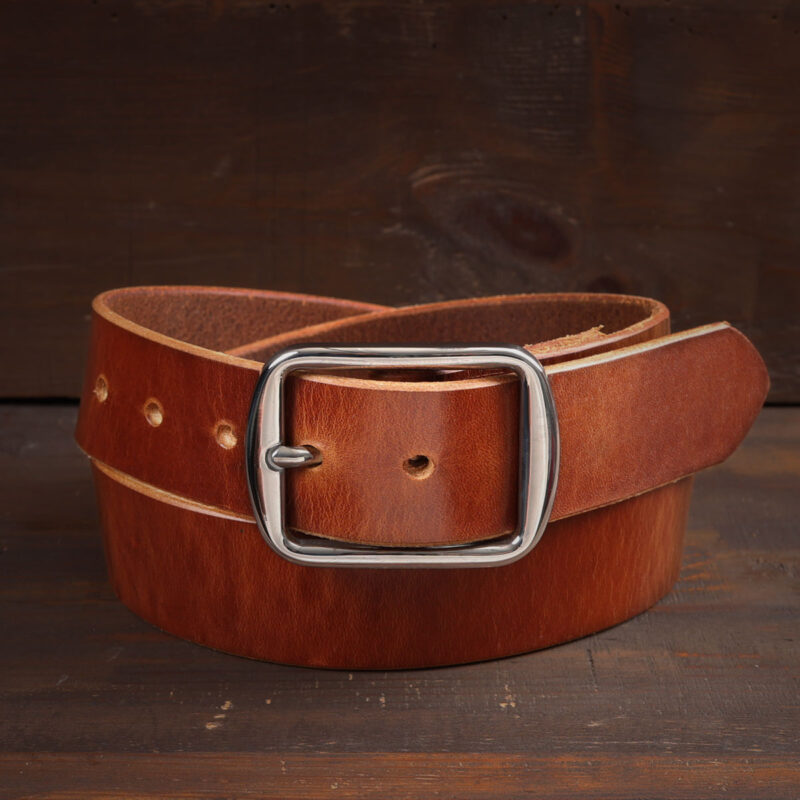Harry brunt läderbälte med rostfritt stålspänne