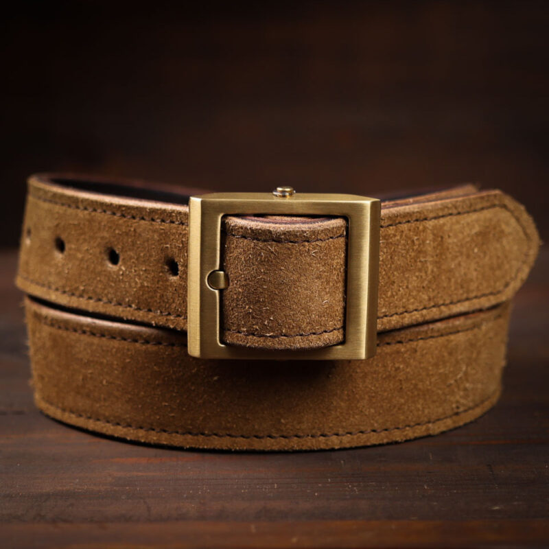 Heirloom roughout suede dubbelt läderbälte