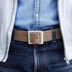 Heirloom roughout suede dubbelt läderbälte outfit fram