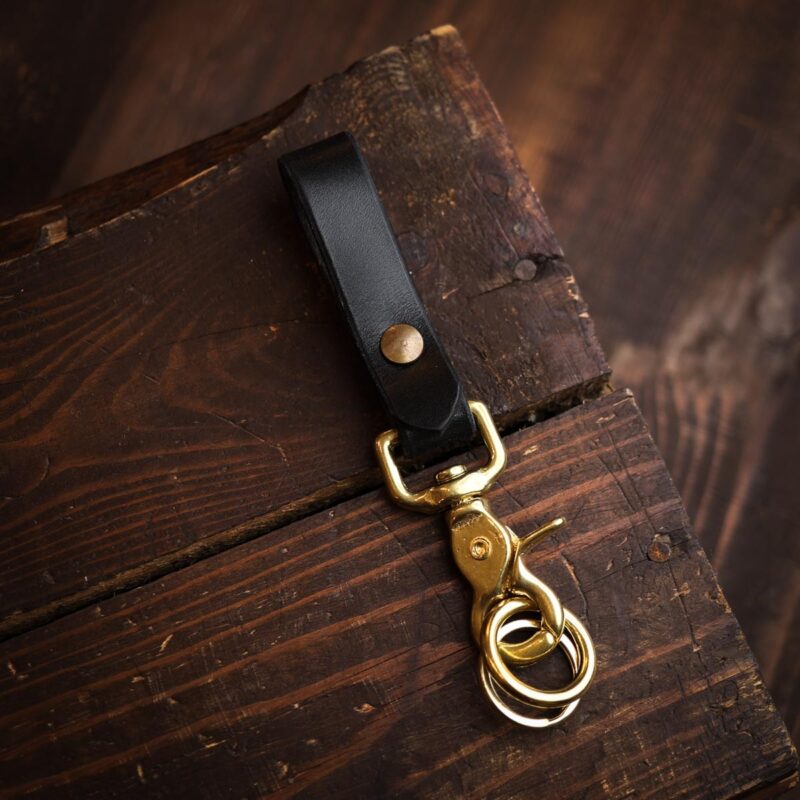 Läder loop nyckelring svart