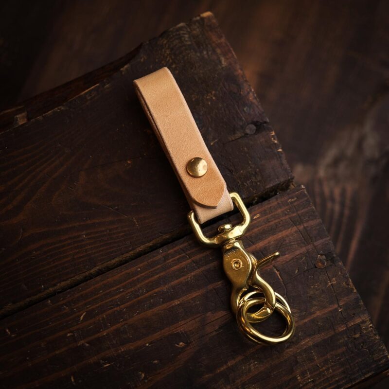 Läder loop nyckelring natur