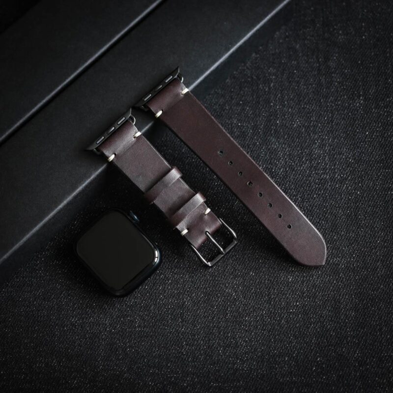 Läderarmband till Apple Watch Mörkbrun vänster