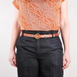 Nora Extra Smalt Läderbälte brunt pant full