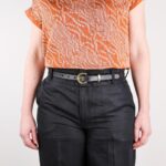 Nora Extra Smalt Läderbälte Svart Pants full