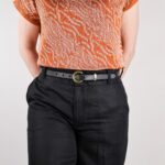 Nora Extra Smalt Läderbälte Svart Pants left