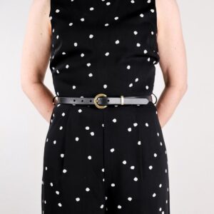 Nora Extra Smalt Läderbälte Svart dress front