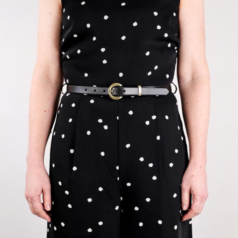Nora Extra Smalt Läderbälte Svart dress full