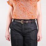 Nora Extra Smalt Läderbälte mörkbrunt pant full