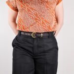 Nora Extra Smalt Läderbälte mörkbrunt pant left