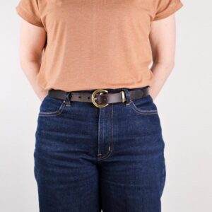 Nora Smalt Läderbälte Mörkbrunt Front