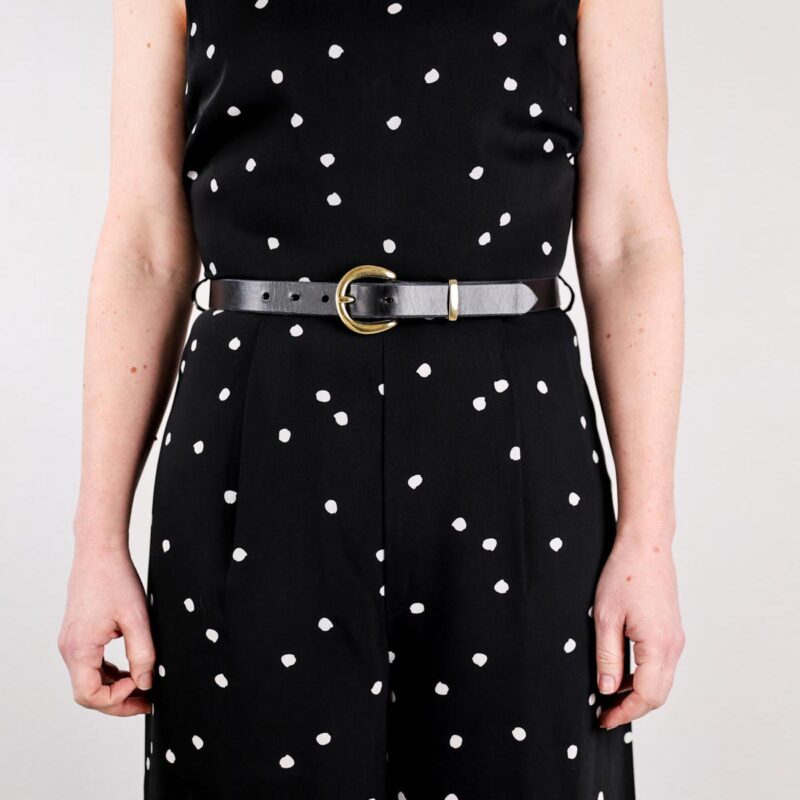 Nora Smalt Läderbälte Svart dress full