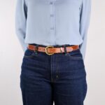 Nora Smalt Läderbälte brunt front