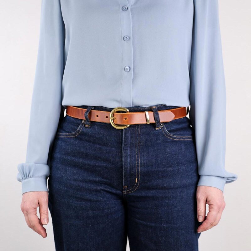 Nora Smalt Läderbälte brunt full