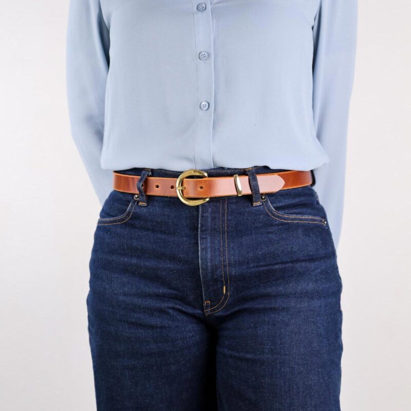 Nora Smalt Läderbälte brunt Right