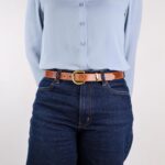 Nora Smalt Läderbälte brunt left