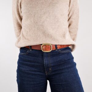 Sara Brett Läderbälte Brunt med Mässingsspänne right