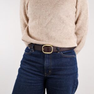 Sara Brett Läderbälte Mörkbrunt med Mässingsspänne left