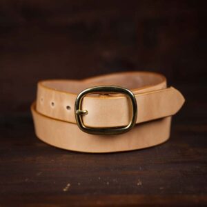 Sara Brett Läderbälte Natur med Mässingsspänne för dam