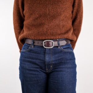 Sara Brett Mörkbrunt Läderbälte med Silverspänne right