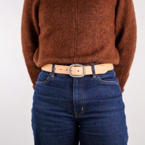 Sara Brett Natur Läderbälte med Silverspänne right