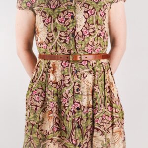 Sara Extra Smalt Läderbälte Brunt med Mässingsspänne front