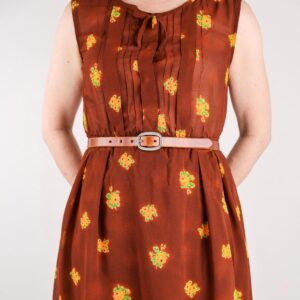 Sara Extra Smalt Läderbälte Brunt med Silverspänne front