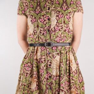 Sara Extra Smalt Läderbälte Mörkbrunt med Silverspänne front