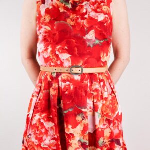 Sara Extra Smalt Läderbälte Natur med Silverspänne dress front