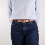 Sara Smalt Läderbälte Brunt med Silverspänne right