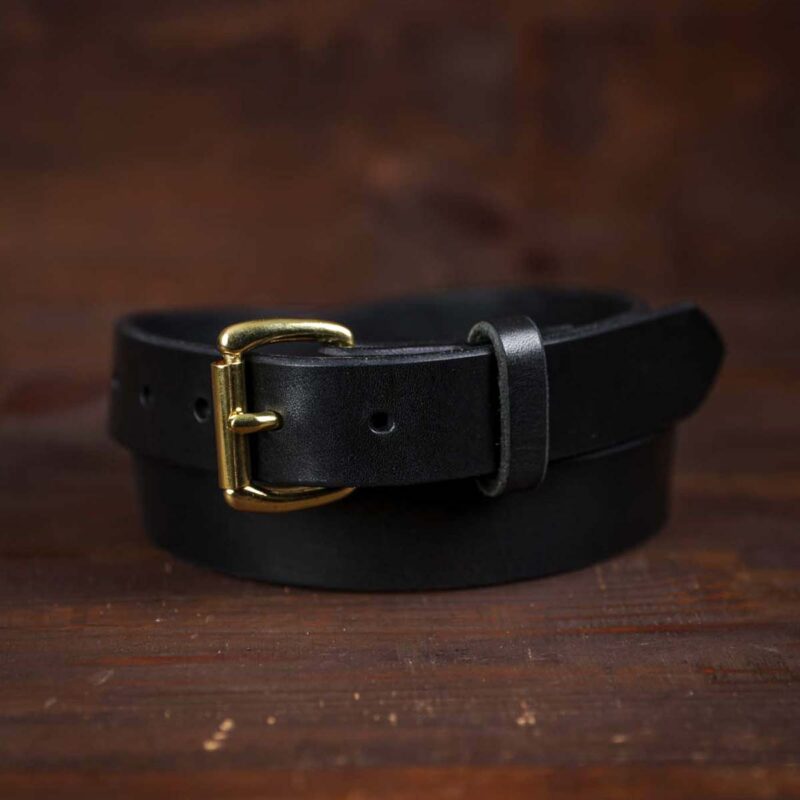 Smalt läderbälte svart