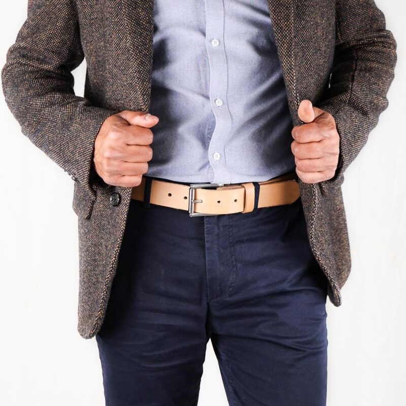 Vidar läderbälte natur jacka fram