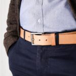 Vidar läderbälte natur jacka närbild vänster