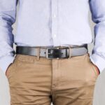 Vidar läderbälte svart närbild fram