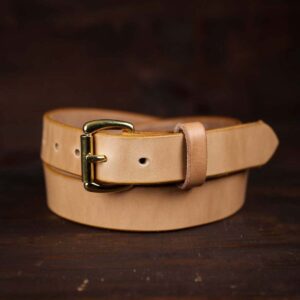 smalt läderbälte natur