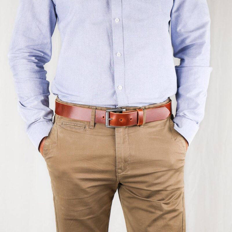 vidar läderbälte brun fram