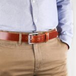 vidar läderbälte brun närbild höger