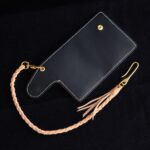 Leather biker wallet blue open back