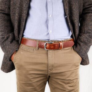 Axel Brown Leather Dress Belt Jacket Front