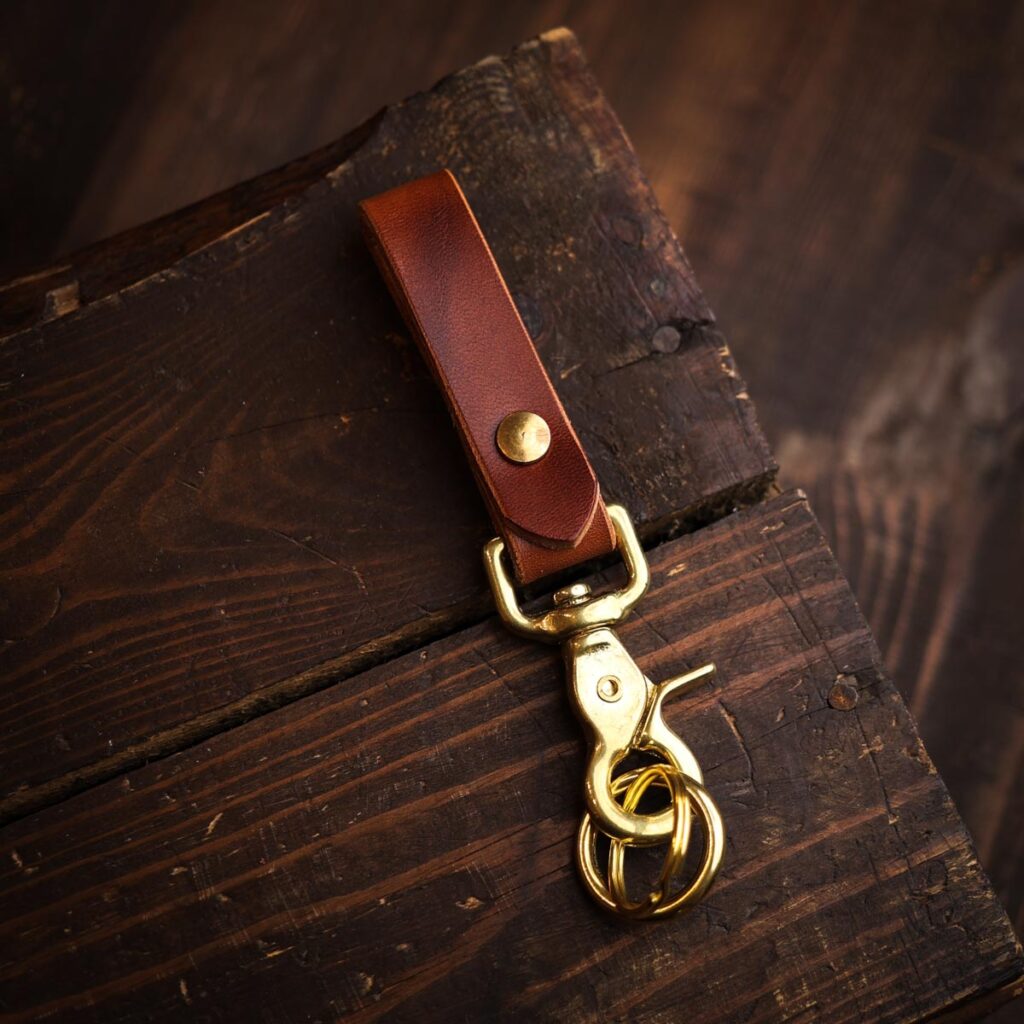 Belt Loop Leather Keychain Brown