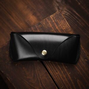 Classic Leather Sunglasses Case Black front