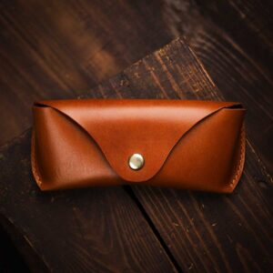 Classic Leather Sunglasses Case Brown front