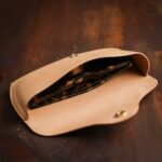 Classic Leather Sunglasses Case Natural inside with sunglasses
